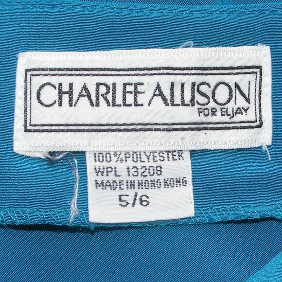 CHARLEE ALLISON Dress, S/XS, Blue, Asym Peplum, Gathered shoulder, VINTAGE - Picture 10 of 11